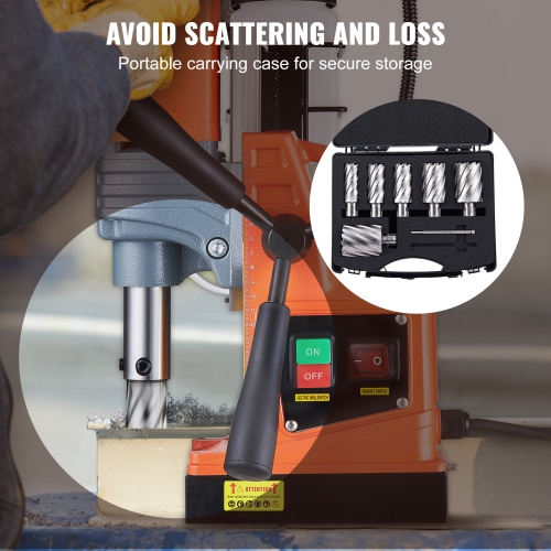 VEVOR 6 pcs Annular Cutter Set, Weldon Shank Mag Drill Bits, 2" Cutting Depth, 1" to 2" Cutting Diameter, M2AL High-Speed Steel, with 2 Pilot Pins