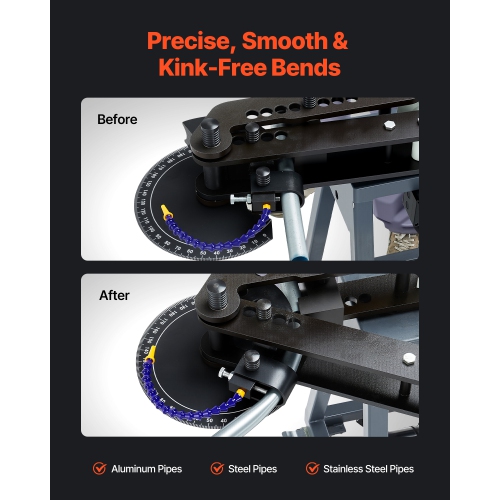 VEVOR 750W Electric Tube Bending Machine, with 6L Hydraulic Cylinder, Movable Pipe Bender Machine with Casters, 3 Dies & 180° Max Bending Angle,