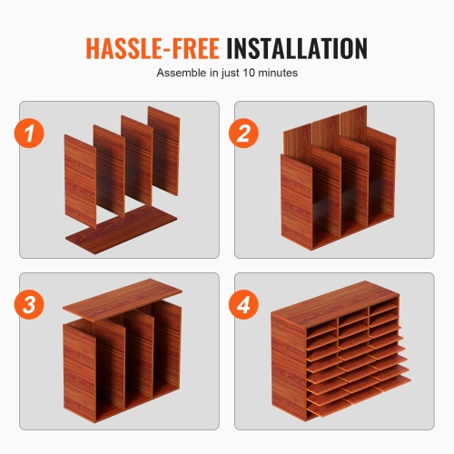 VEVOR 27 Compartments Wood Literature Organizer, Adjustable Shelves, Medium Density Fiberboard Mail Center, Office Home School Storage for Files,