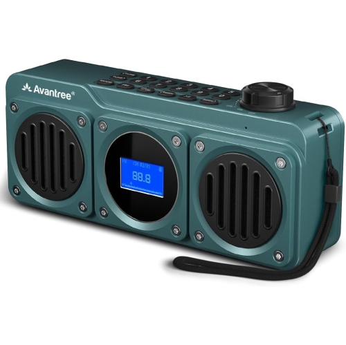 AVANTREE  Boombyte – Portable Fm Radio & Bluetooth Speaker, Superb Sound, Metal Design, Mp3 Player, Supports Micro Sd/USB Audio, Rechargeable, Long
