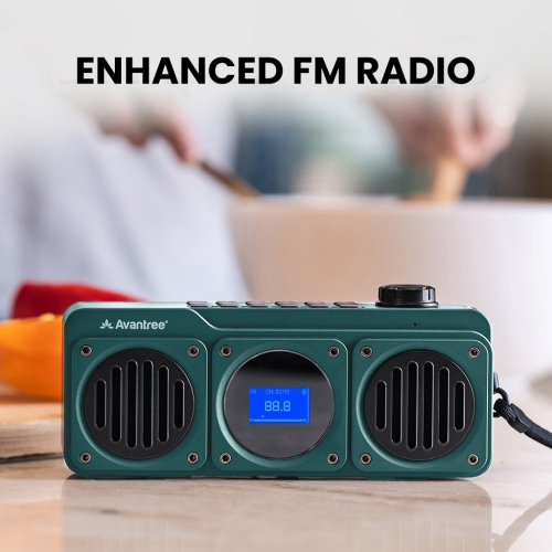 Avantree Boombyte – Portable FM Radio & Bluetooth Speaker, Superb Sound, Metal Design, MP3 Player, Supports Micro SD/USB Audio, Rechargeable, Long