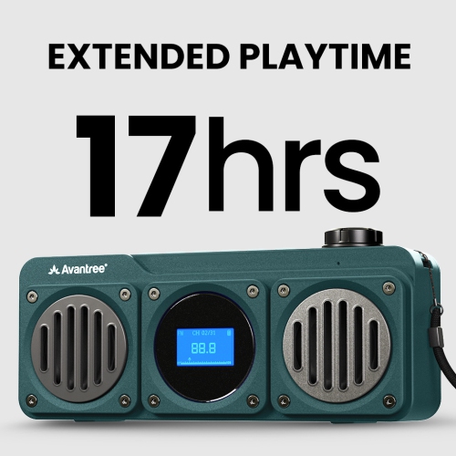 Avantree Boombyte – Portable FM Radio & Bluetooth Speaker, Superb Sound, Metal Design, MP3 Player, Supports Micro SD/USB Audio, Rechargeable, Long