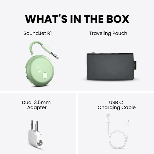 SoundJet R1 d'Avantree – Adaptateur Bluetooth pour écouteurs et AirPods Travel Flight, aptX Adaptive, batterie 20H, émetteur audio sans fil avec jeu