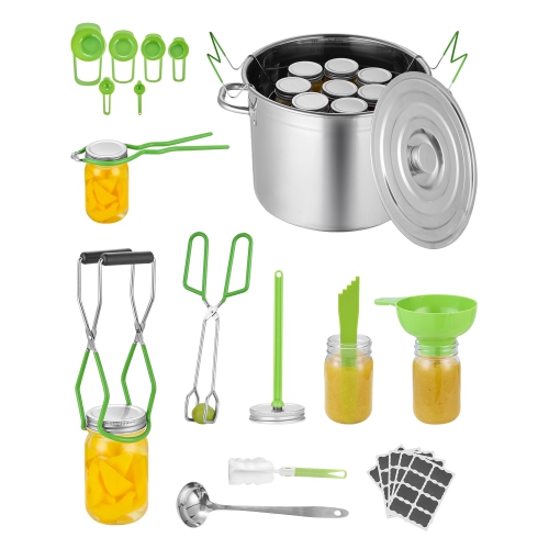 VEVOR 11 Pieces Canning Supplies Starter Kit, Stainless Steel Water Bath Canning Kit, Canning Tools Set: Pot, Rack, Lid, Ladle, Funnel, Tongs, Jar