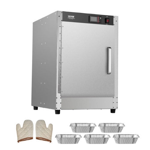 VEVOR 5-Tier Hot Box Food Warmer,Concession Warmer with Water Tray, 5 Pans, Single-door and Adjustable Shelves, Stainless Steel Food Warmer