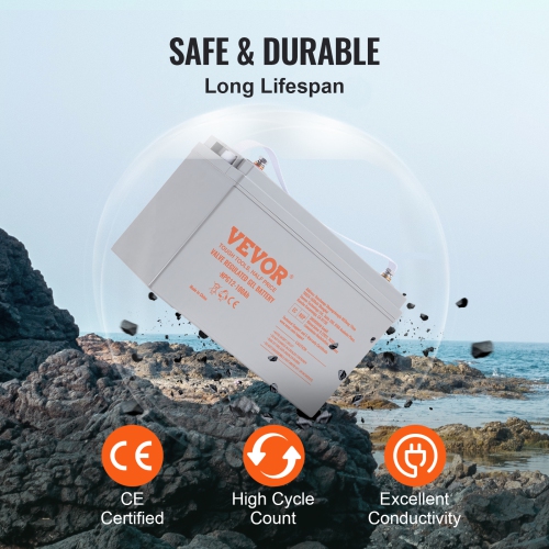 VEVOR 12V 100 AH Deep Cycle Battery, AGM Marine Rechargeable Battery, High Self-Discharge Rate 800A Current, for RV Solar Marine Off-Grid