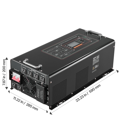 VEVOR 6000 Watt Pure Sine Wave Inverter Charger, DC 24V to AC 120V Power Inverter with LCD Display, Remote Control, for Off-Grid Solar RV Boat,