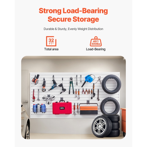 VEVOR 8 x 4 ft Slat Wall Paneling, PVC with Modular Design, White Slat Wall Easy-to-Install Adjustable Panel with Coupling Structure & DIY Cutting,