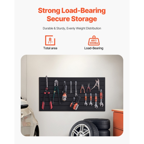 VEVOR 2 x 4 ft Slat Wall Paneling, PVC with Modular Design, Black Slat Wall Easy-to-Install Adjustable Panel with Coupling Structure & DIY Cutting,