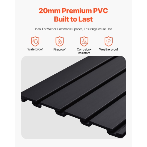VEVOR 2 x 4 ft Slat Wall Paneling, PVC with Modular Design, Black Slat Wall Easy-to-Install Adjustable Panel with Coupling Structure & DIY Cutting,