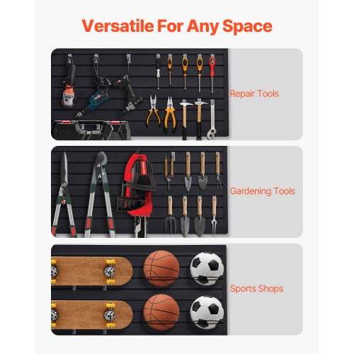 VEVOR 2 x 4 ft Slat Wall Paneling, PVC with Modular Design, Black Slat Wall Easy-to-Install Adjustable Panel with Coupling Structure & DIY Cutting,