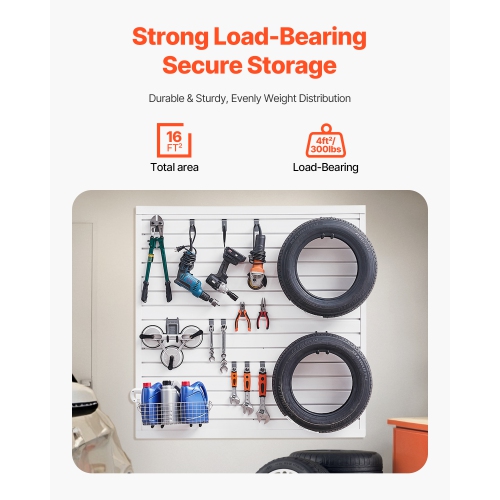 VEVOR 4 x 4 ft Slat Wall Paneling, PVC with Modular Design, White Slat Wall Easy-to-Install Adjustable Panel with Coupling Structure & DIY Cutting,