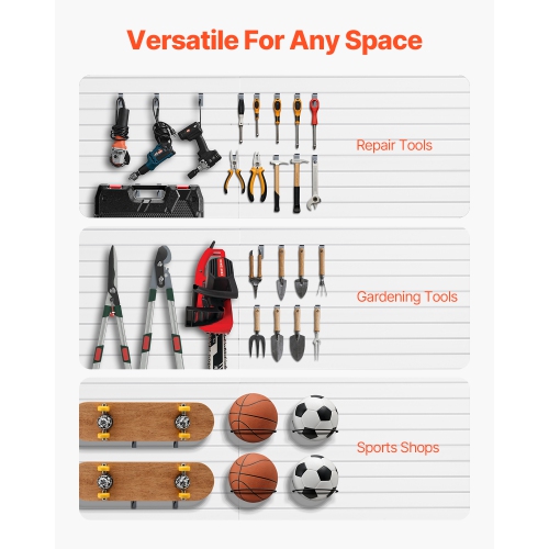 VEVOR 8 x 4 ft Slat Wall Paneling, PVC with Accessories, White Slat Wall Easy-to-Install Adjustable Panel with Coupling Structure & DIY Cutting, Fits