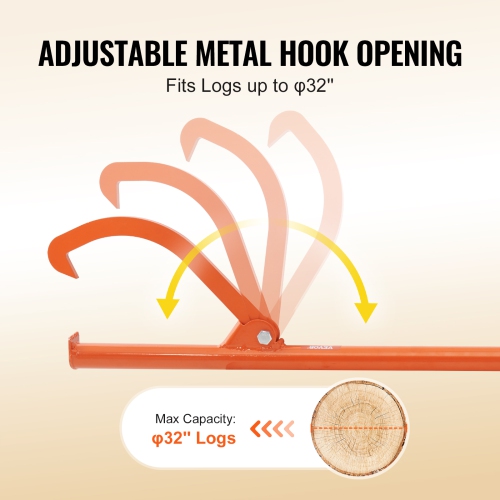 VEVOR 46.5 in Cant Hook Tool, Heavy Duty Steel Log Roller, Log Lifter Timber Jack 32" Dia Logs, Forestry Logging Tools, Dual Function Log Handler for