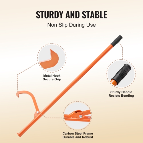 VEVOR 46.5 in Cant Hook Tool, Heavy Duty Steel Log Roller, Log Lifter Timber Jack 32" Dia Logs, Forestry Logging Tools, Dual Function Log Handler for