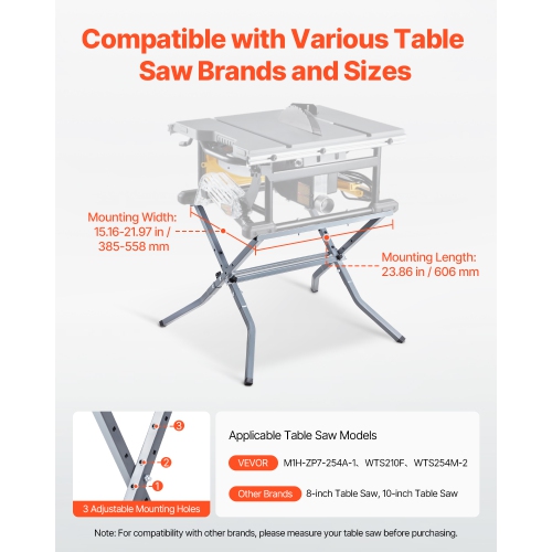 VEVOR 350 lbs / 158.76 kg Load Capacity, Table Saw Folding Stand, Portable Compact Table Saw Stand, Heavy Duty Construction, Easy Storage, Foldable