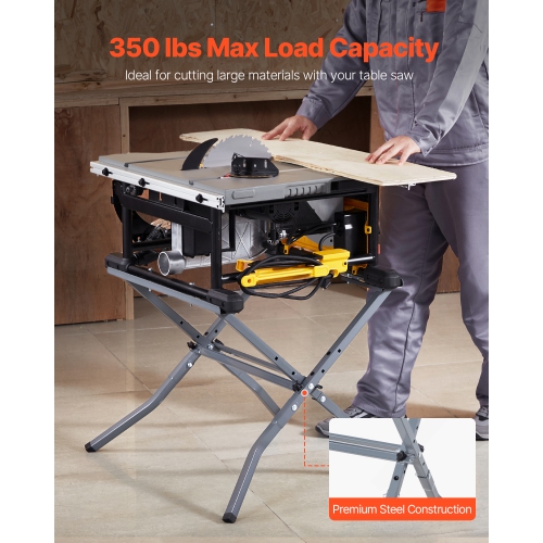 VEVOR 350 lbs / 158.76 kg Load Capacity, Table Saw Folding Stand, Portable Compact Table Saw Stand, Heavy Duty Construction, Easy Storage, Foldable
