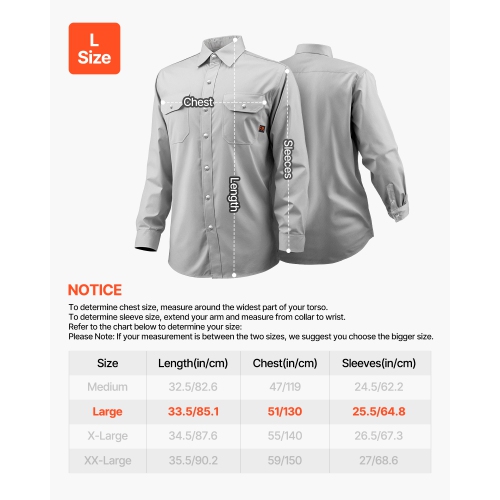 VEVOR 7oz. FR Shirts for Men, Flame Resistant Welding Jacket, Machine Washable Cotton Heat-Resistant Welding Shirt, Meets ATPV 9.2 Cal/cm² Arc Rating