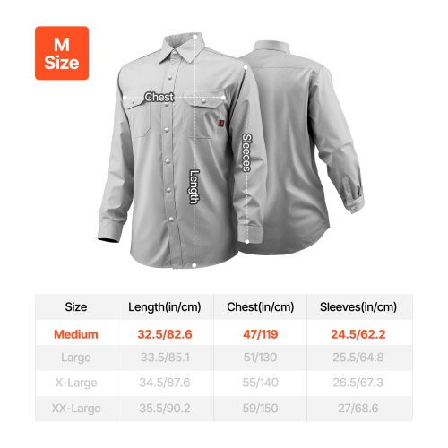 VEVOR 7oz. FR Shirts for Men, Flame Resistant Welding Jacket, Machine Washable Cotton Heat-Resistant Welding Shirt, Meets ATPV 9.2 Cal/cm² Arc Rating
