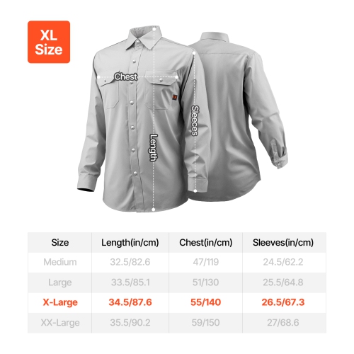 VEVOR 7oz. FR Shirts for Men, Flame Resistant Welding Jacket, Machine Washable Cotton Heat-Resistant Welding Shirt, Meets ATPV 9.2 Cal/cm² Arc Rating