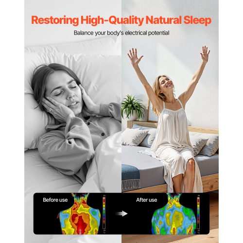 VEVOR 60 x 80 x 13 in Grounding Sheets, Queen Size, 95% Cotton + 5% Pure Silver Fiber, Earth Grounded Fitted Bed Sheets, with Grounding Cord & Tester