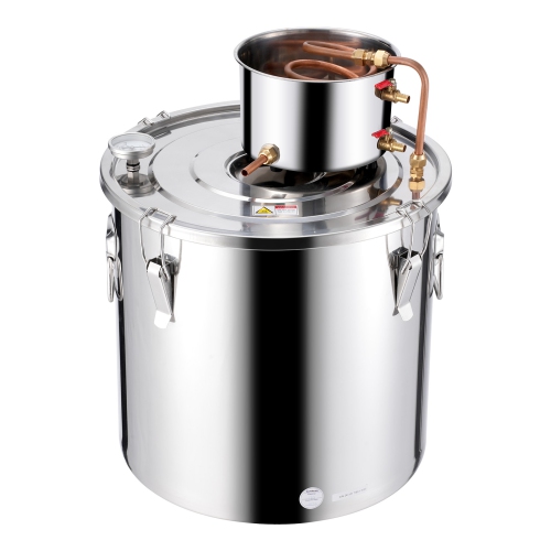 VEVOR 13.2 Gal / 50 L Alcohol Still, Stainless Steel Water Alcohol Distiller with Copper Coil, Home Brewing Refining Fermentation Kit with
