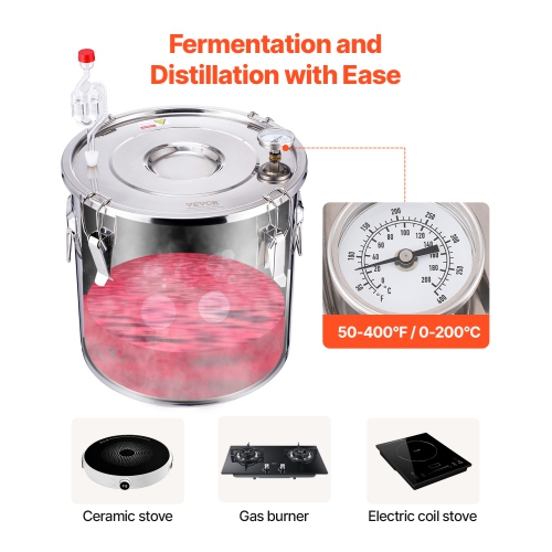 VEVOR 8 Gal / 30 L Alcohol Still, Stainless Steel Water Alcohol Distiller with Copper Coil for Fast Cooling, Dual Condenser Distiller Kit with