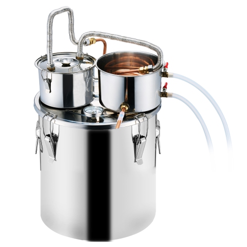 VEVOR 8 Gal / 30 L Alcohol Still, Stainless Steel Water Alcohol Distiller with Copper Coil for Fast Cooling, Dual Condenser Distiller Kit with