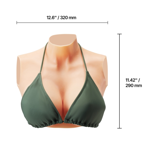VEVOR Silicone Breastplate, E-Cup High Neckline Fake Breasts for Crossdressers, Realistic Silicone-Filled Fake Boobs Breast Forms for Transgender