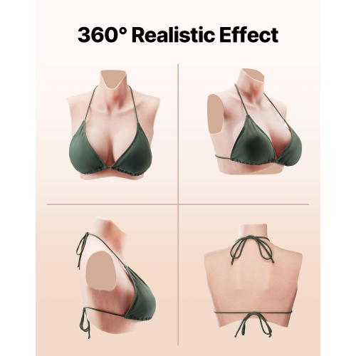 VEVOR Silicone Breastplate, C-Cup High Neckline Fake Breasts for Crossdressers, Realistic Silicone-Filled Fake Boobs Breast Forms for Transgender