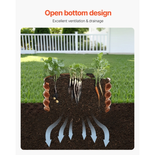 VEVOR 2 x 1 ft 3Pcs Metal Raised Garden Bed, Outdoor Galvanized Planter Box, Open Bottom, Large Round Planter Raised Bed for Gardening Vegetables,