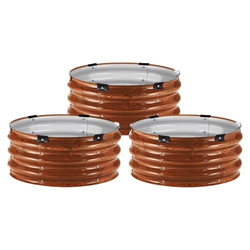 VEVOR 2 x 1 ft 3Pcs Metal Raised Garden Bed, Outdoor Galvanized Planter Box, Open Bottom, Large Round Planter Raised Bed for Gardening Vegetables,