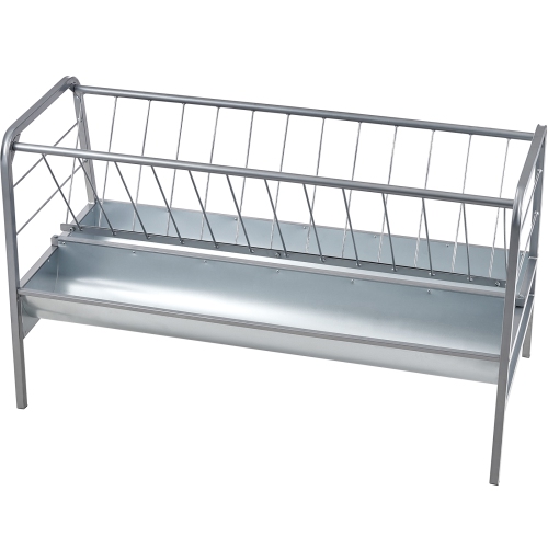 VEVOR 2 in 1 Livestock Hay Feeder, Grain & Hay Feeder, 80-Gallon Capacity, 59" Long Hay Feeder with Deeper Feeding Pan, Heavy Duty Steel Grain & Hay