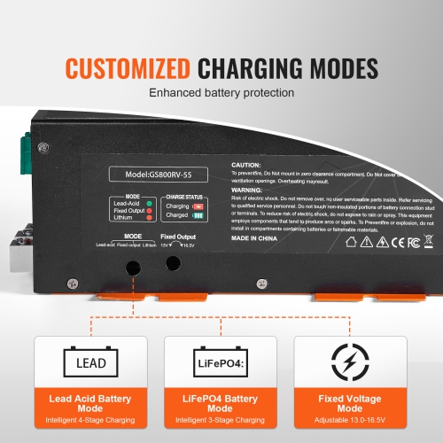 Convertisseur de VR VEVOR 55 A, chargeur de batterie CA à CC 12&nbsp;V 110&nbsp;V pour VR avec recharge intelligente à 4 étapes 13&nbsp;V vers