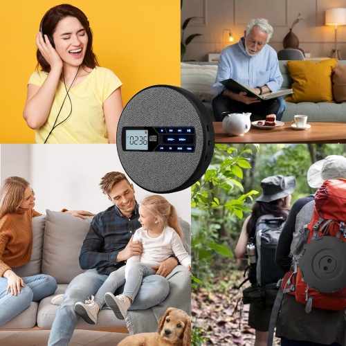 Portable CD Player,Rechargeable CD Player with Dual Speakers and Anti Skip,CD,USB,AUX,LCD Display,CD Player for Home Car