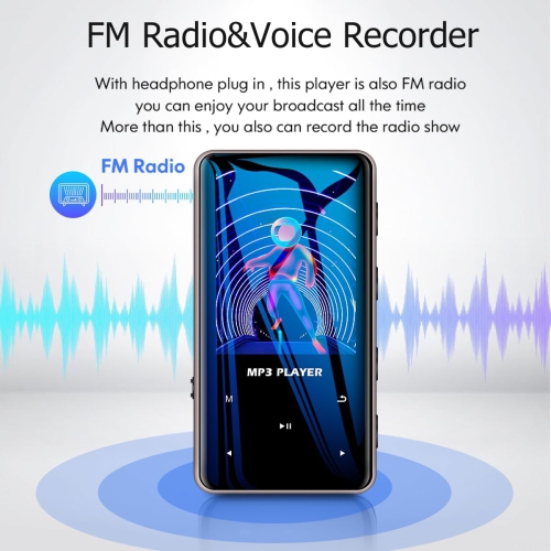 Lecteur MP3 64&nbsp;Go avec Bluetooth, lecteur de musique numérique portatif sans perte avec enregistreur radio FM, lecteur MP3/MP4 à pince pour les