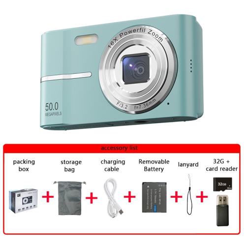 New CCD student retro camera HD dual camera can take photos and record video mini SLR camera student 4k camera-green + 32G memory card [with card