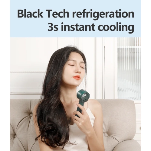 New handheld ice semiconductor cooling fan USB charging portable desktop high-speed small fan brushless motor - KK9 cooling fan - green