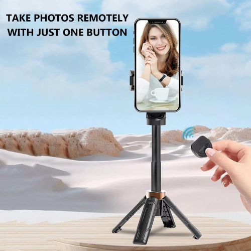 Mini Bluetooth Selfie Stick, Telescopic Portable Selfie Stick with Built-In Remote for Travel and Home Photography