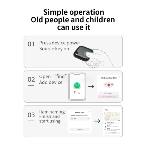 Global Smart Locator - Suitable for Apple mobile phone accurate search - Family elderly, valuables, luggage, keys, car waterproof - White