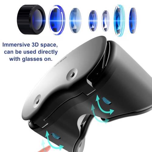 3D VR Headset, Virtual Reality Anti-Blue Light Glasses with Controller for iPhone and Android, Mobile Gaming and Movies