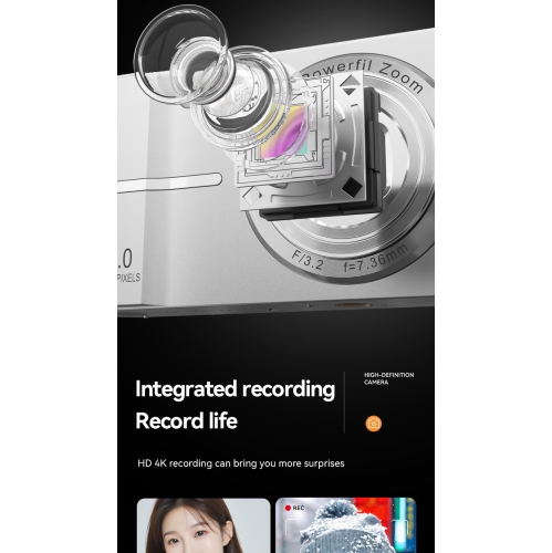 Nouvelle caméra rétro CCD pour étudiant Caméra HD double pouvant prendre des photos et des vidéos Appareil photo mini reflex pour étudiant 4K - Rose