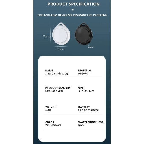 Global Smart Locator - Suitable for Apple mobile phone accurate search - Family elderly, valuables, luggage, Bluetooth 5.2, keys, car waterproof -