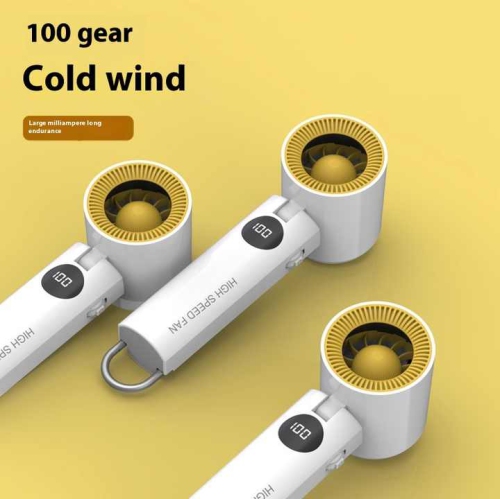 New turbo violent handheld fan, high-speed cooling neck hanging folding electric fan, portable rechargeable small fan, 100-speed brushless motor -