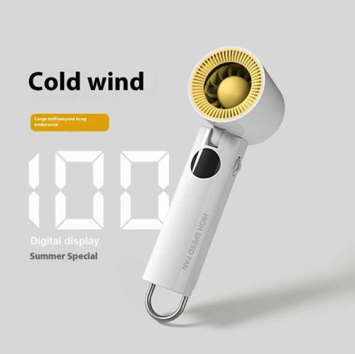 New turbo violent handheld fan, high-speed cooling neck hanging folding electric fan, portable rechargeable small fan, 100-speed brushless motor -