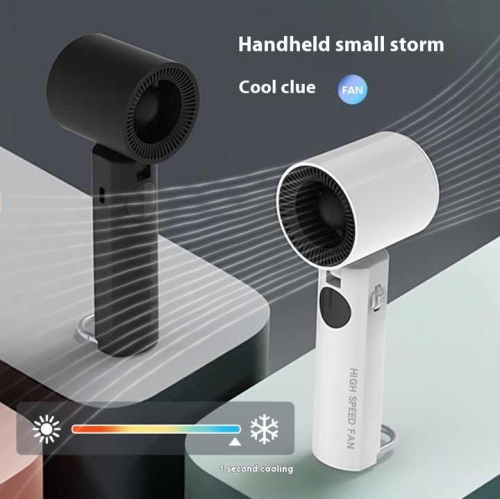 New turbo violent handheld fan, high-speed cooling neck hanging folding electric fan, portable rechargeable small fan, 100-speed brushless motor -