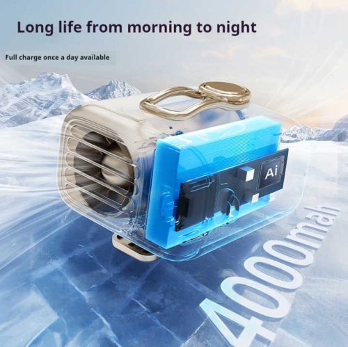 2025 new waist hanging fan portable high wind power desktop small fan large capacity long endurance outdoor neck hanging fan three-speed high speed