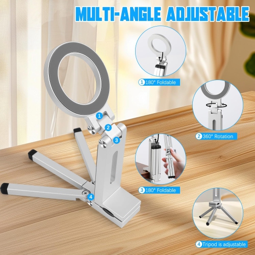Portable Foldable Desktop Phone Holder, Mini Magnetic Tripod Compatible with iPhone MagSafe, Ideal for Travel and Live Streaming