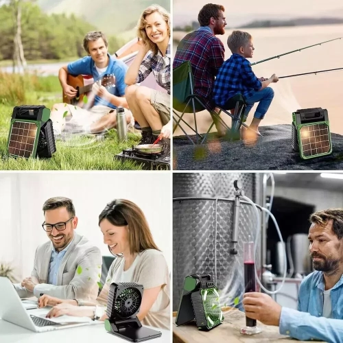 Lampe de tente LED rechargeable à vitesse variable de Solar Power pour ventilateur de camping portatif