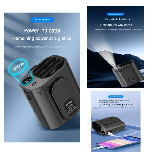 10000mAh Waist Fan Super Airflow Waist Clip Wearable Fan Necklace Fan Personal Fan Cooling Fan Hands-free for Fishing, Gardening, Climbing, Cycling